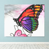 Rainbow Monarch Butterfly Original Fantasy Art Leinwanddruck (Insitu (Holzboden))