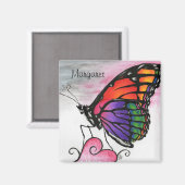 Rainbow Monarch Butterfly Original Fantasy Art Magnet (Vorderseite/Rückseite)