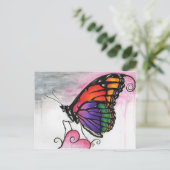 Rainbow Monarch Butterfly Original Fantasy Art Postkarte (Stehend Vorderseite)