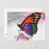 Rainbow Monarch Butterfly Original Fantasy Art Postkarte (Vorne/Hinten)
