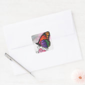 Rainbow Monarch Butterfly Original Fantasy Art Quadratischer Aufkleber (Umschlag)