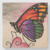 Rainbow Monarch Butterfly Original Fantasy Art Steinuntersetzer (Vorderseite)