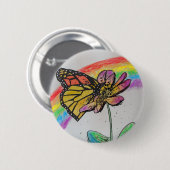 Rainbow Monarch Butterfly Painting Abzeichen Button (Vorne & Hinten)