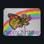 Rainbow Monarch Butterfly Painting Birthday Magnet<br><div class="desc">Rainbow Monarch Butterfly Malerei Birthday Magnet. Entworfen aus einem meiner originalen Aquarell- und Tintenstift-Kunstwerke.</div>