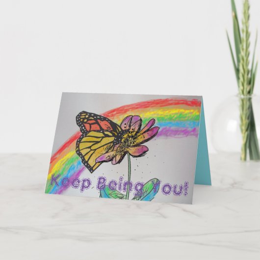 Rainbow Monarch Butterfly Painting You Card Karte (Vorderseite)