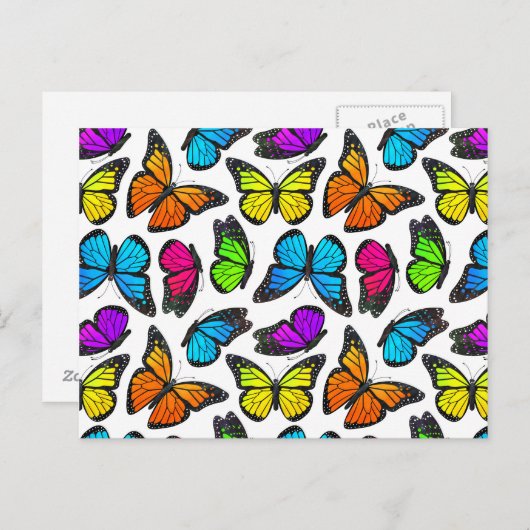 Rainbow Monarch Butterfly Pattern Postkarte (Vorne/Hinten)