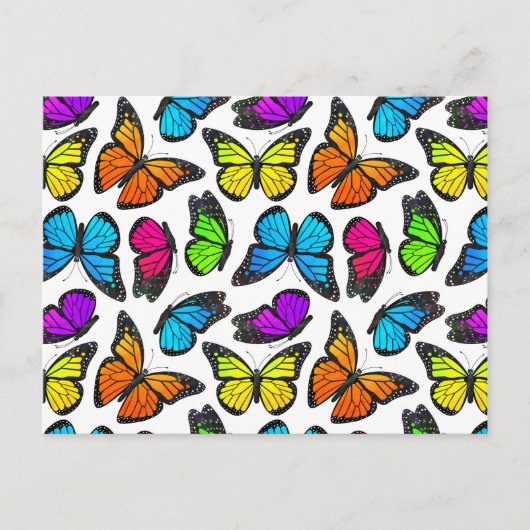 Rainbow Monarch Butterfly Pattern Postkarte (Vorderseite)