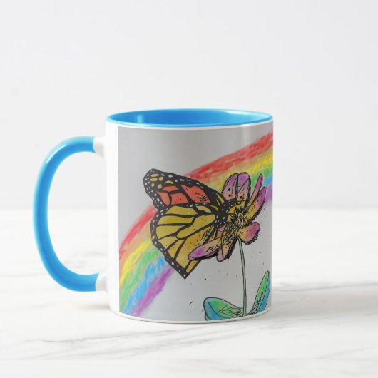 Rainbow Monarch Butterfly Tasse Blue (Links)