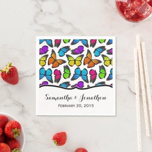 Rainbow Monarch Butterfly Wedding Serviette (Beispiel)