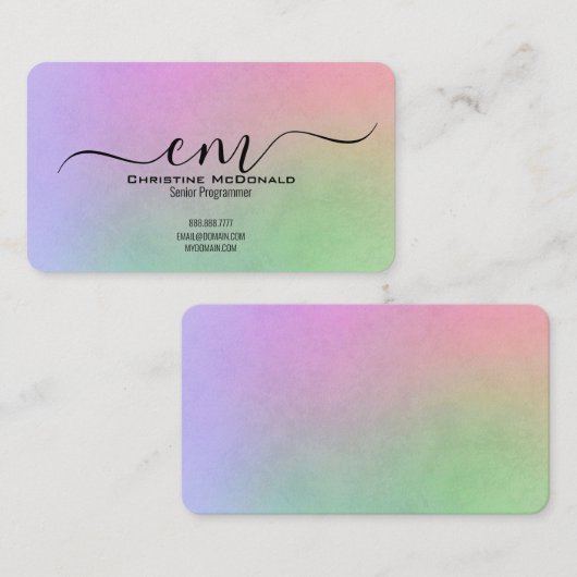 Rainbow Monogram Business Cards - Elegant Visitenkarte (Vorne/Hinten)