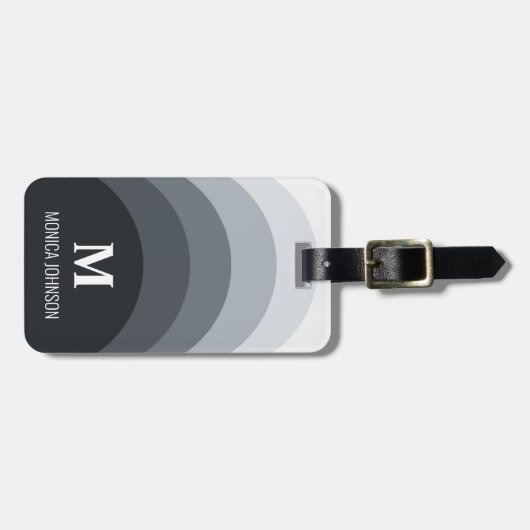 Rainbow Monogram Individuelle Name Black Strip Gepäckanhänger (Vorderseite horizontal)