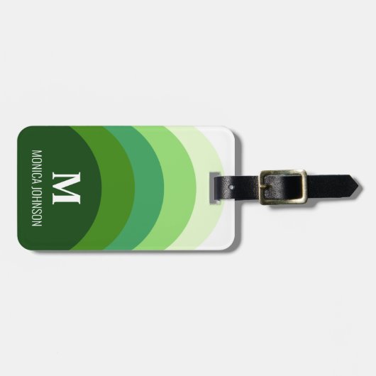 Rainbow Monogram Individuelle Name Green Strip Gepäckanhänger (Vorderseite horizontal)