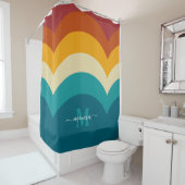 Rainbow Monogram Individuelle Name Retro Sunset St Duschvorhang (Beispiel)