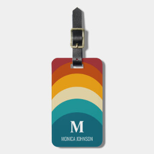 Rainbow Monogram Individuelle Name Retro Sunset St Gepäckanhänger