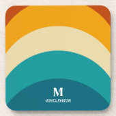 Rainbow Monogram Individuelle Name Retro Sunset St Getränkeuntersetzer (Vorderseite)