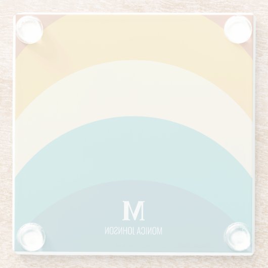 Rainbow Monogram Individuelle Name Retro Sunset St Glasuntersetzer (Rückseite)