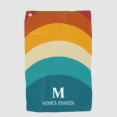 Rainbow Monogram Individuelle Name Retro Sunset St Golfhandtuch (Vorderseite)