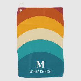 Rainbow Monogram Individuelle Name Retro Sunset St Golfhandtuch