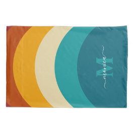 Rainbow Monogram Individuelle Name Retro Sunset St Kissenbezug