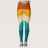 Rainbow Monogram Individuelle Name Retro Sunset St Leggings (Vorderseite)