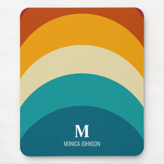 Rainbow Monogram Individuelle Name Retro Sunset St Mousepad (Vorne)