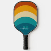 Rainbow Monogram Individuelle Name Retro Sunset St Pickleball Schläger (Vorderseite)