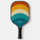 Rainbow Monogram Individuelle Name Retro Sunset St Pickleball Schläger (Rückseite)