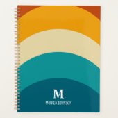 Rainbow Monogram Individuelle Name Retro Sunset St Planer (Vorderseite)