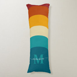 Rainbow Monogram Individuelle Name Retro Sunset St Seitenschläferkissen
