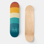 Rainbow Monogram Individuelle Name Retro Sunset St Skateboard (Vorderseite)