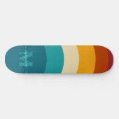 Rainbow Monogram Individuelle Name Retro Sunset St Skateboard (Horizontal)