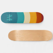 Rainbow Monogram Individuelle Name Retro Sunset St Skateboard (Horizontal)