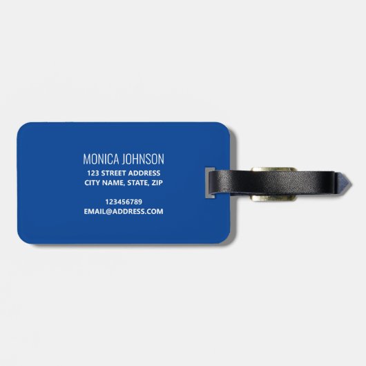 Rainbow Monogram Individuelle Name Stripe Blue Gepäckanhänger (Rückseite horizontal)