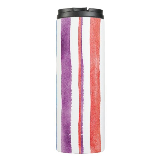 Rainbow Monogram Script Name Strips Custom Thermosbecher (Rückseite)