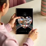 Rainbow-Monogramm für das Foto-Raster Planer<br><div class="desc">Moderner Foto Collage Foto Planer mit mehreren Fotovorlagen,  um Ihre Lieblings-Foto-Erinnerungen hinzuzufügen. Fügen Sie Ihren Namen zusammen mit Ihrem Monogramm hinzu. Vergnügen pink und blau der Regenbogen wird hinter der Herzklopfe des Fotos hinzugefügt. Auf der Rückseite finden Sie mehrere Herz-Fotos sowie ein lustiges Regenbogendesign. Designed by Moodthology Papery.</div>