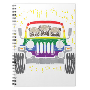 Rainbow Monster Truck Mops Hund Gay Pride LGBT Ani Notizblock