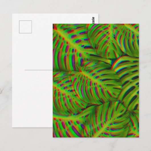 Rainbow Monstera Blätter Postkarte (Vorne/Hinten)