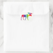 Rainbow Moose Runder Aufkleber (Tasche)