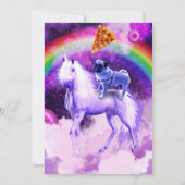 Rainbow-Mops im Weltraum auf einem Einhorn Einladung (Rückseite)