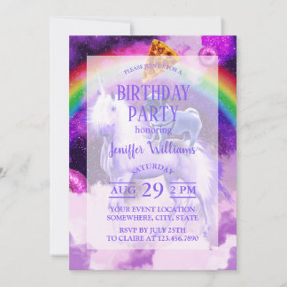 Rainbow-Mops im Weltraum auf einem Einhorn Einladung