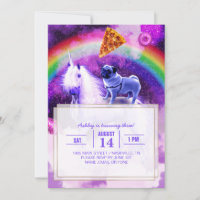 Rainbow-Mops im Weltraum auf einem Einhorn