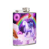 Rainbow-Mops im Weltraum auf einem Einhorn Flachmann (Rechts)