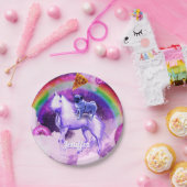 Rainbow-Mops im Weltraum auf einem Einhorn Pappteller (Party)