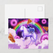 Rainbow-Mops im Weltraum auf einem Einhorn Postkarte (Vorne/Hinten)