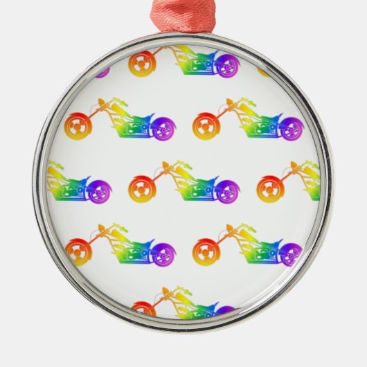 Rainbow Mortocycle Ornament Aus Metall (Vorne)