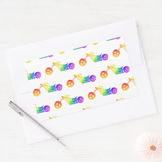 Rainbow Mortocycle Rechteckiger Aufkleber (Umschlag)