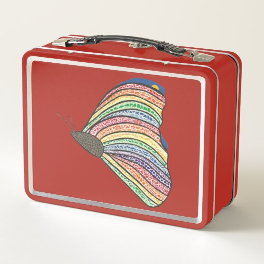 Rainbow Mosaic Butterfly on Metal Lunch Boxes Metall Brotdose (Rückseite)