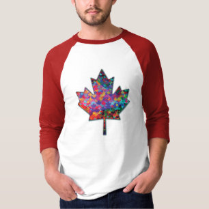 Rainbow Mosaic Canada Maple Leaf und Shadow T-Shir T-Shirt