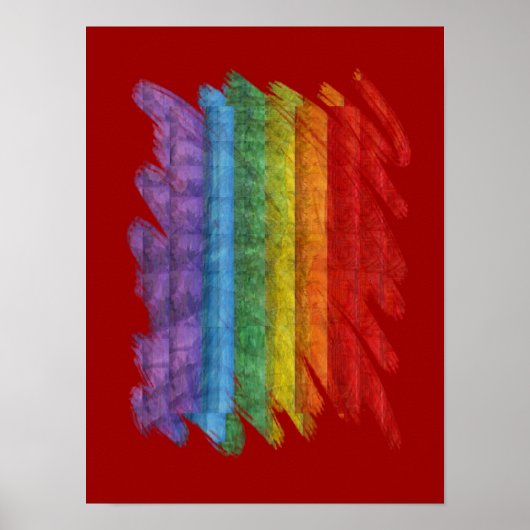 Rainbow Mosaic Gay Pride Flag (Paintbrush) Poster (Vorne)