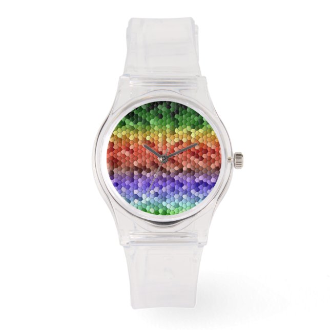 Rainbow Mosaic Pattern Armbanduhr (Vorderseite)